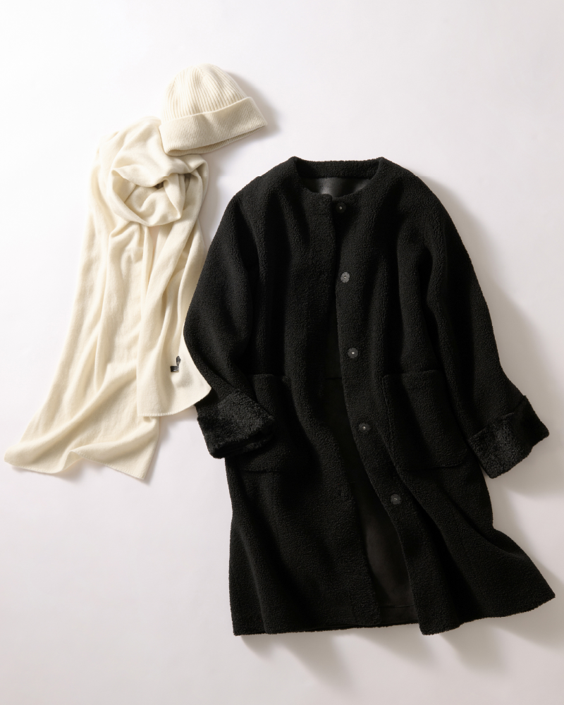 ドゥクラッセ THE CLASSE アルパカ シャギー ショートコート 9 黒