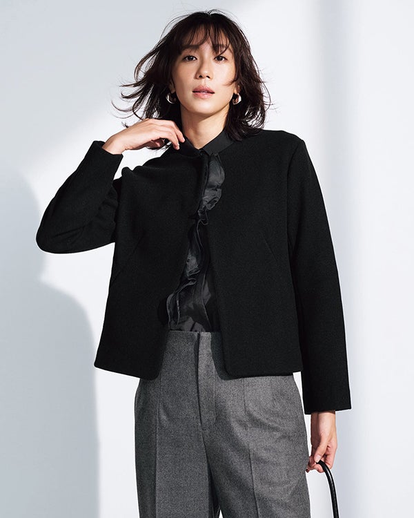 スマートツイル・ダブルVノーカラージャケット